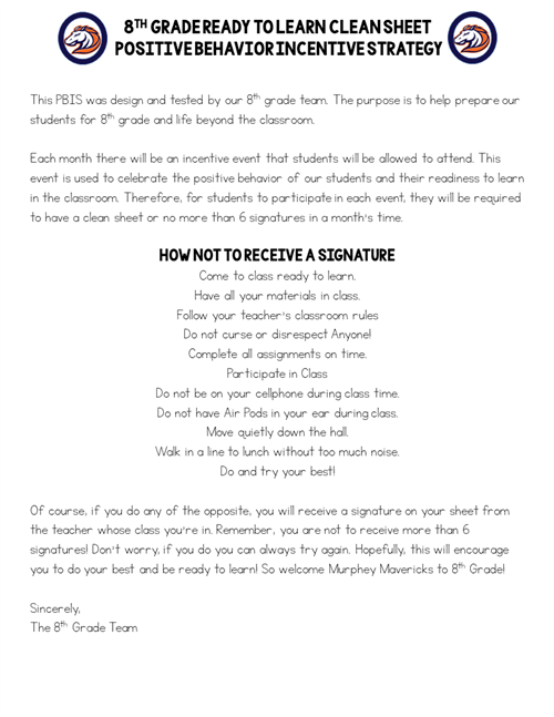 PBIS Monthly Incentive